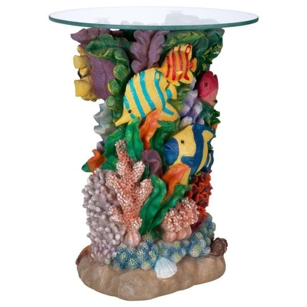 Design Toscano EU30405 16 Inch The Great Barrier Reef Glass Top Table