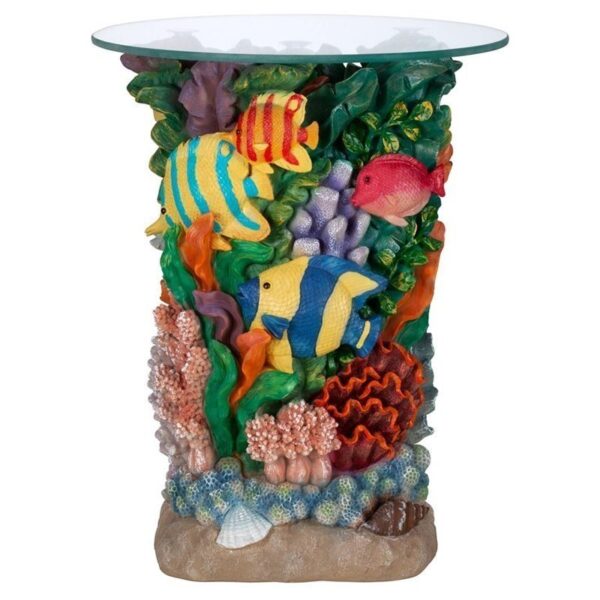 Design Toscano EU30405 16 Inch The Great Barrier Reef Glass Top Table