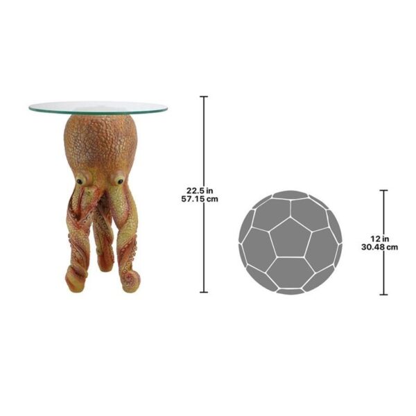 Design Toscano EU30780 16 Inch Ollie the Octopus Glass Topped Table