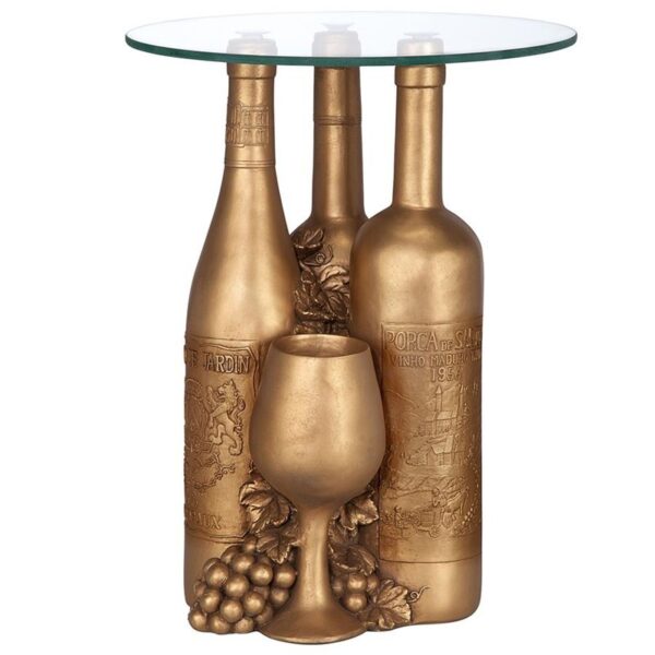 Design Toscano EU32574 16 1/2 Inch Wine and Dine Glass Topped Table