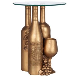 Design Toscano EU32574 16 1/2 Inch Wine and Dine Glass Topped Table