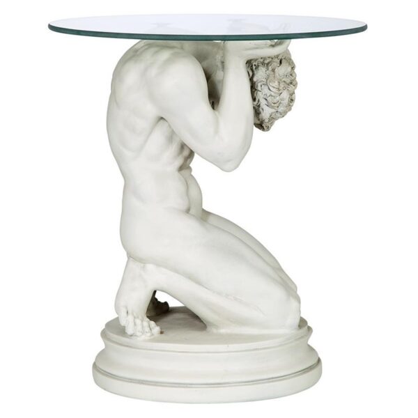 Design Toscano EU34295 16 Inch Neoclassical Male Glass Topped Table