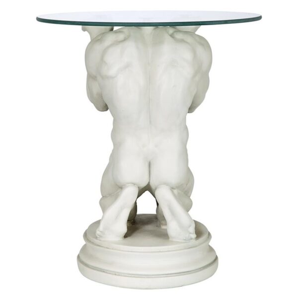 Design Toscano EU34295 16 Inch Neoclassical Male Glass Topped Table