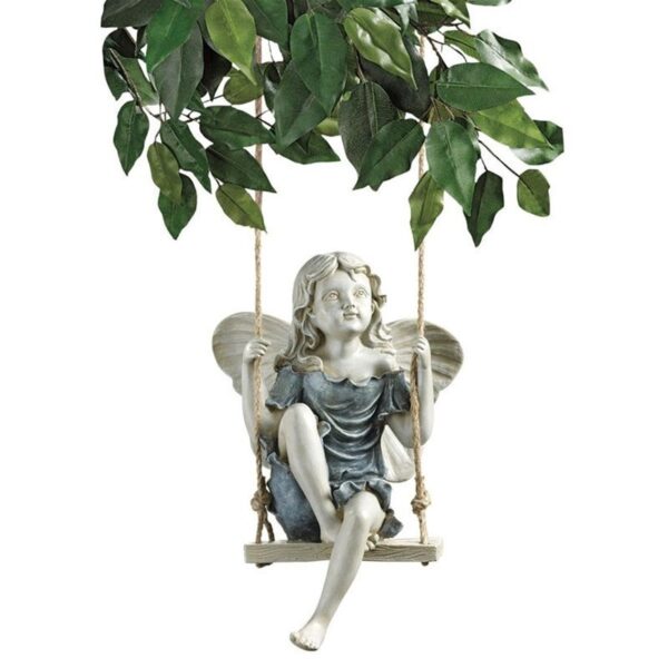 Design Toscano EU42046 7 1/2 Inch Summertime Fairy on a Swing Statue