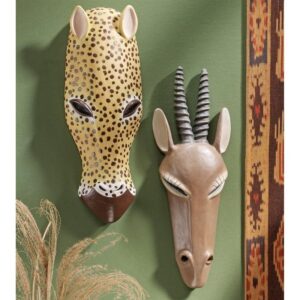 Design Toscano EU934910 5 Inch Set of Gemsbok and Jaguar Mask