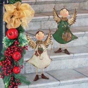 Design Toscano FU78829 11 Inch Blance Holiday Helper Metal Angel Statue