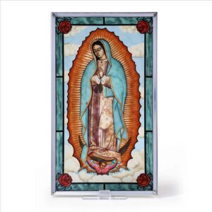 Design Toscano GM1015 8 Inch Virgin of Guadalupe Religious Art Glass Panel