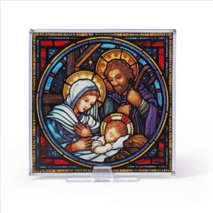 Design Toscano GM1201 7 Inch The Holy Family Nativity Religious Art Glass Panel