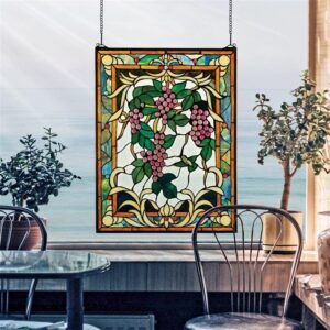 Design Toscano HD597 19 Inch Grape Vineyard Stained Glass Window