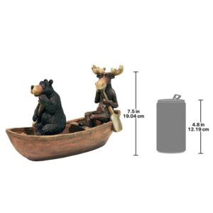 Design Toscano HF665392 4 1/2 Inch Moose and Bear in a Boat Statue - Black