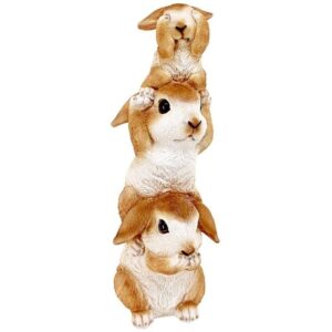 Design Toscano HT104330 4 Inch Stacked Hear See Speak No Evil Rabbit Statue