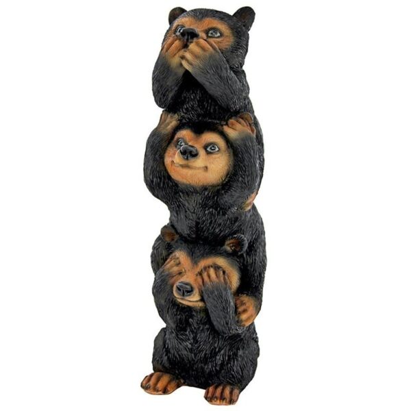 Design Toscano HT142927 3 1/2 Inch Speak Hear See No Evil Stacked Black Bears