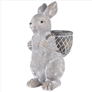 Design Toscano HT21051041 10 Inch Bunny with Basket Easter Rabbit Statue