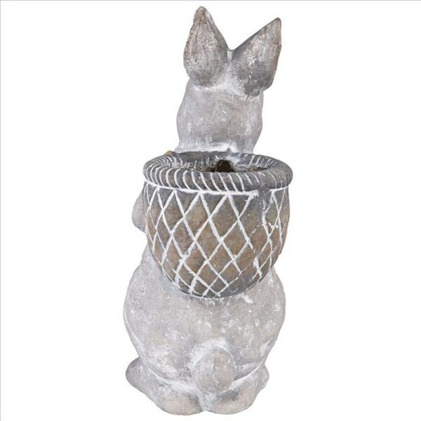 Design Toscano HT21051041 10 Inch Bunny with Basket Easter Rabbit Statue