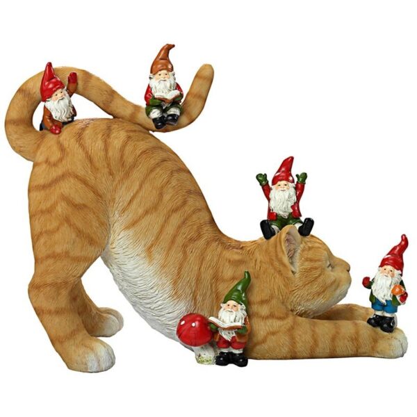 Design Toscano HT542036 14 1/2 Inch Catatonic Gnome Feline Frenzy Statue