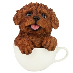 Design Toscano HT8750 4 1/2 Inch Poodle Pup in Cup - Red