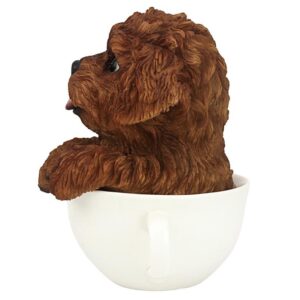 Design Toscano HT8750 4 1/2 Inch Poodle Pup in Cup - Red