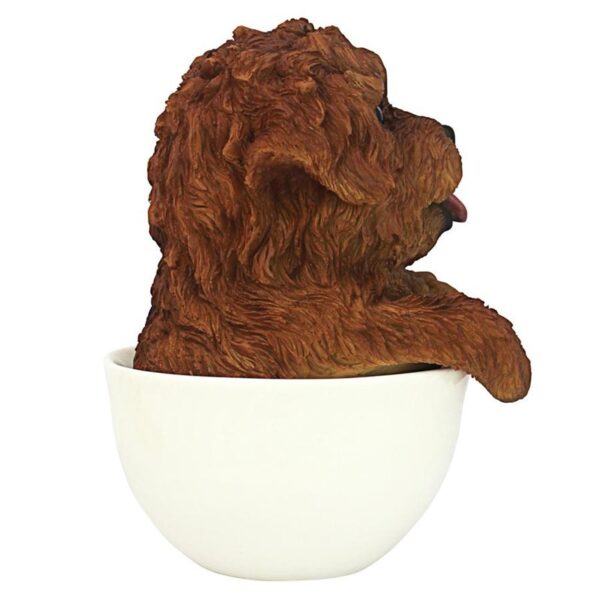 Design Toscano HT8750 4 1/2 Inch Poodle Pup in Cup - Red