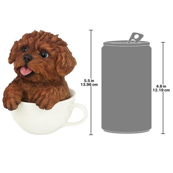 Design Toscano HT8750 4 1/2 Inch Poodle Pup in Cup - Red