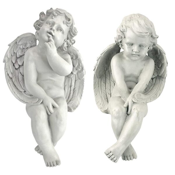 Design Toscano JE9101261 8 Inch Meditation and Contemplation Cherubs - Antique Stone