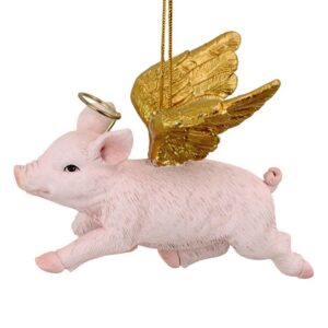 Design Toscano JH170739 4 Inch Hog Heaven Flying Pig Angel Christmas Ornament