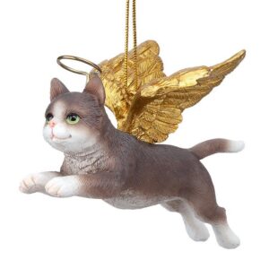 Design Toscano JH170740 4 Inch Honor The Feline Grey Tabby Holiday Cat Angel Ornament