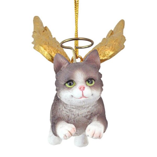 Design Toscano JH170740 4 Inch Honor The Feline Grey Tabby Holiday Cat Angel Ornament