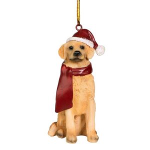 Design Toscano JH576305 2 1/2 Inch Golden Retriever Holiday Dog Ornament Sculpture