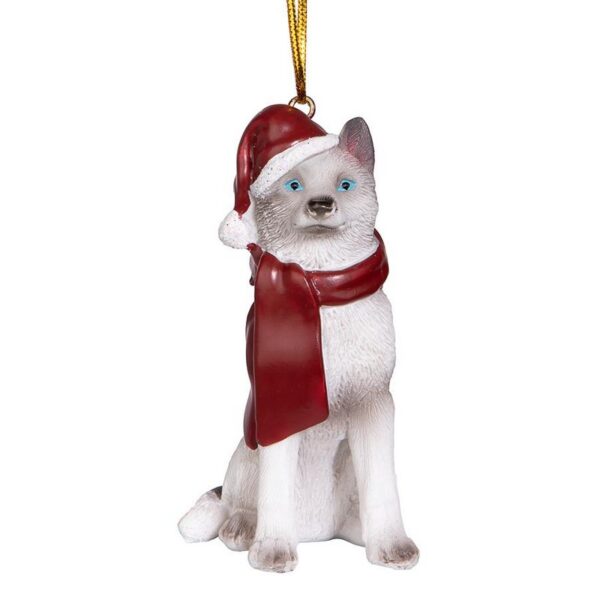 Design Toscano JH576306 2 1/2 Inch Siberian Husky Holiday Dog Ornament Sculpture