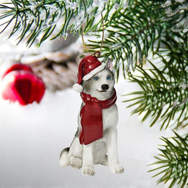 Design Toscano JH576306 2 1/2 Inch Siberian Husky Holiday Dog Ornament Sculpture