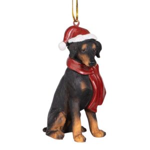 Design Toscano JH576309 2 1/2 Inch Doberman Pinscher Holiday Dog Ornament Sculpture