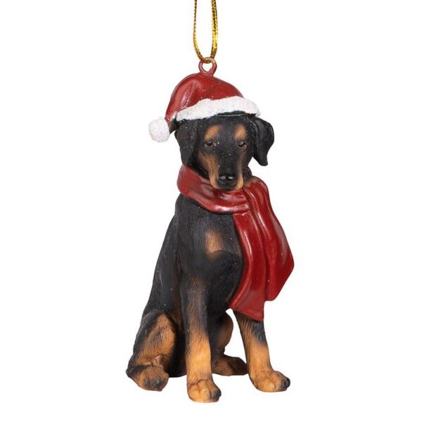 Design Toscano JH576309 2 1/2 Inch Doberman Pinscher Holiday Dog Ornament Sculpture