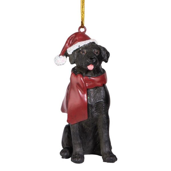 Design Toscano JH576310 2 1/2 Inch Black Labrador Retriever Holiday Dog Ornament Sculpture