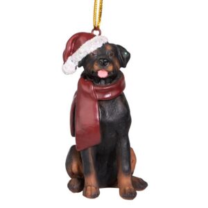 Design Toscano JH576316 2 1/2 Inch Rottweiler Holiday Dog Ornament Sculpture