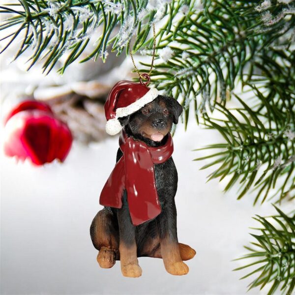 Design Toscano JH576316 2 1/2 Inch Rottweiler Holiday Dog Ornament Sculpture