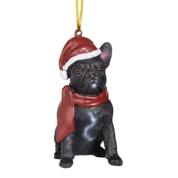 Design Toscano JH576324 2 1/2 Inch French Bulldog Holiday Dog Ornament Sculpture