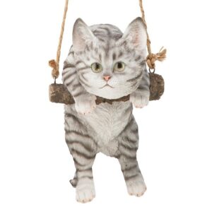 Design Toscano JQ108044 5 1/2 Inch Tabby Cat Hanging - Grey