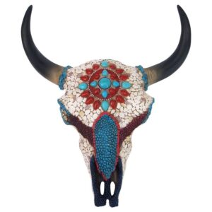 Design Toscano JQ11190 9 1/2 Inch Medium Mystic Plains Warrior Cow Skull