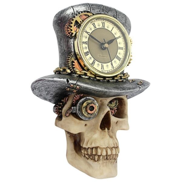 Design Toscano JQ11941 7 Inch Steampunk Mad Hatter Skull Clock