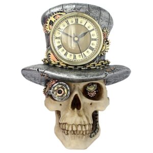 Design Toscano JQ11941 7 Inch Steampunk Mad Hatter Skull Clock