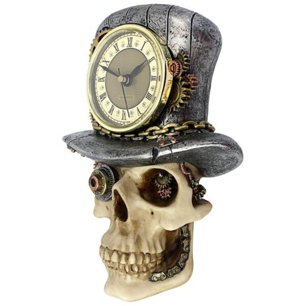 Design Toscano JQ11941 7 Inch Steampunk Mad Hatter Skull Clock