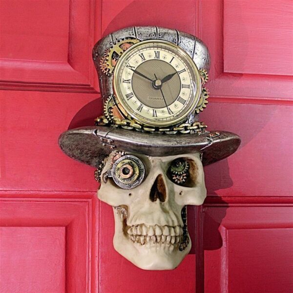 Design Toscano JQ11941 7 Inch Steampunk Mad Hatter Skull Clock