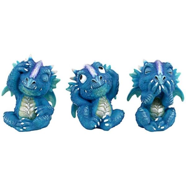 Design Toscano JQ12544 3 Inch See No Hear No Speak No Dragon Statue, Set of 3 - Purple