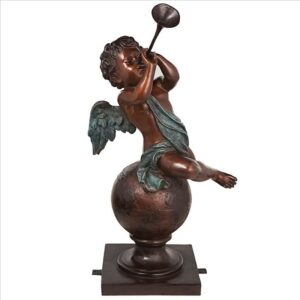 Design Toscano KW47160 20 Inch Baby Gabriel Sounding Heaven S Trumpet Cast Bronze Garden Angel Statue