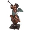 Design Toscano KW47160 20 Inch Baby Gabriel Sounding Heaven S Trumpet Cast Bronze Garden Angel Statue