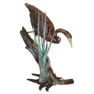 Design Toscano KW81115 28 Inch Heron Fishing in Reeds Statue - Bronze