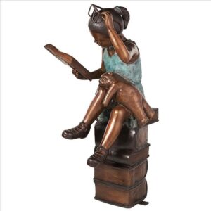 Design Toscano KW97131 19 Inch Book Loving Betty Reading Girl Bronze Garden Statue