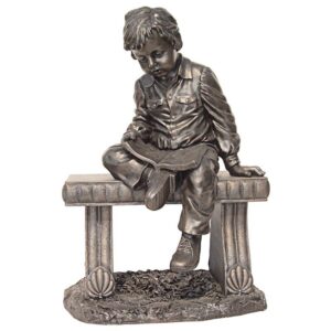 Design Toscano KY1242 25 1/2 Inch Bobby and His Book on Bench Statue