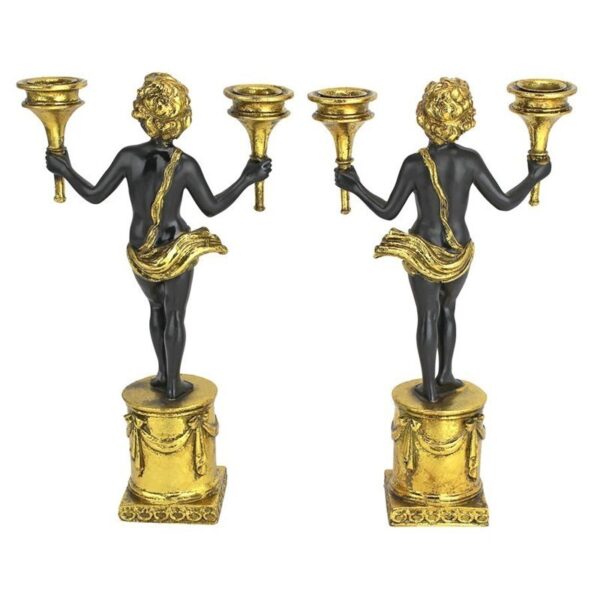 Design Toscano KY793089 6 1/2 Inch Neoclassical Cherub Candlesticks, Set of 2