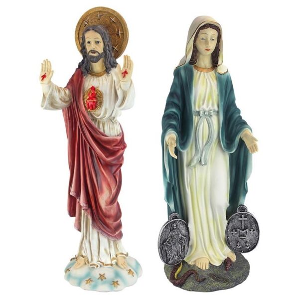 Design Toscano KY9313 8 Inch Set of Jesus and Mary Devotional Sculptures